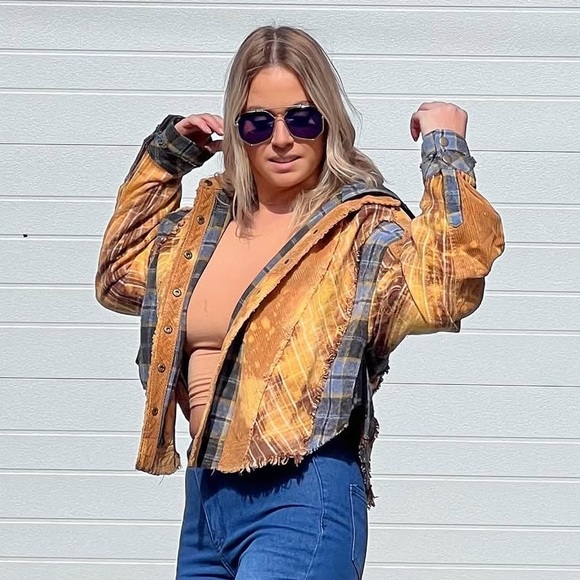 Plaid Yellow Bomber Jacket - Picture 3 of 8